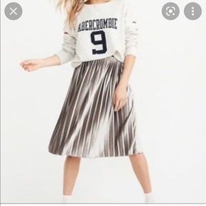 Abercrombie Velvet Pleated Midi Skirt
